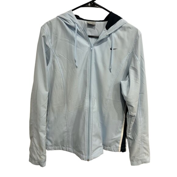 Nike Womens Light Blue Full Zip Hooded Jacket Size Large - Picture 1 of 11